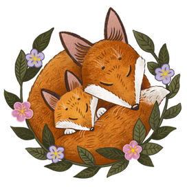 Лиса с лисенком