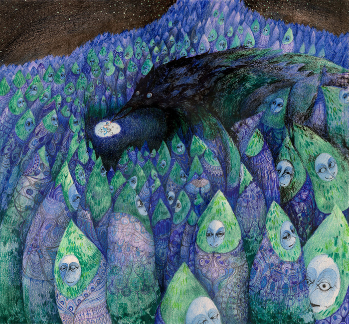 В лесу... Тёмная лесная сущность дарит цветок принцу русалок.