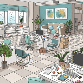 Рабочее место офис. Виммельбух