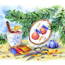 Вышивка. Зима.