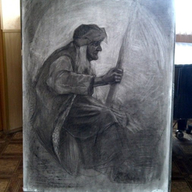 учебное, в процессе, работа с натуры(ватман,уголь)