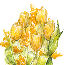 Цветочки остались с 8 марта, надо нарисовать