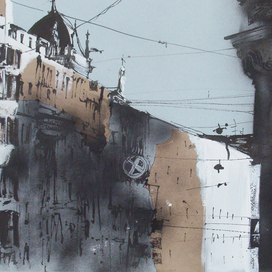 Прибалтийский альбом №2.Лист 7. Б., тушь, акриловый спрей, гуашь. 40х60