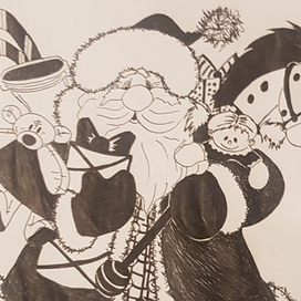 Новогоднее счастье. Дед Мороз с подарками.