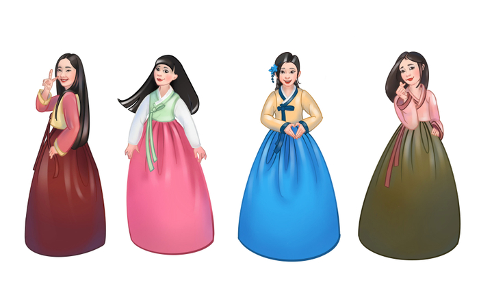 Кореянки в национальных костюмах