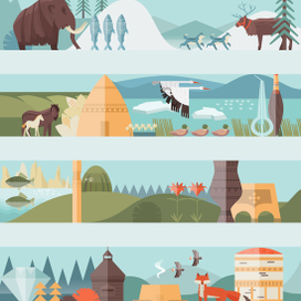 Иллюстрация для обложки тетради в якутском стиле