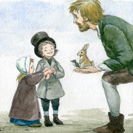 Клаус дарит детям подарки