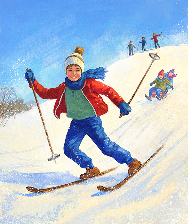 Маленький лыжник и его первая трасса