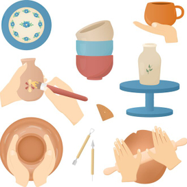 Набор иллюстраций для гончарного дела