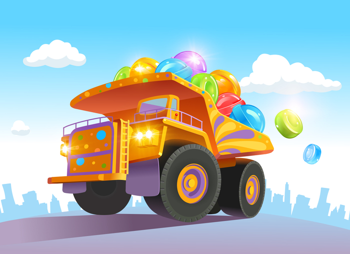 Доставка леденцов машинами Белаз