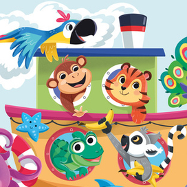 Животные на пароходе - Пазл