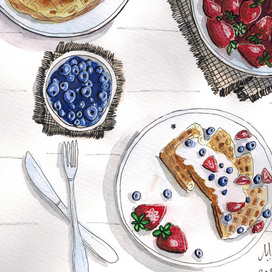 Завтрак с вафлями