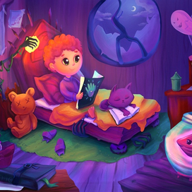 Олден и кот перед сном 