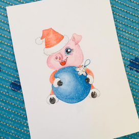 Хрюшка с елочным шариком