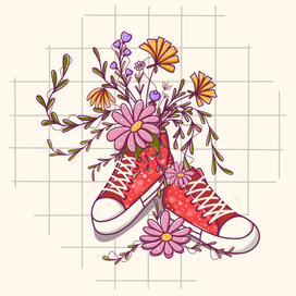 Кеды с цветами