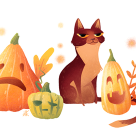 Кот и тыквы