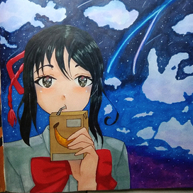 Фанарт на аниме “Твое имя”