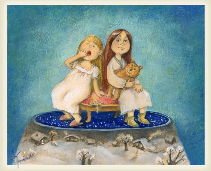 Рисунок к песне П.Фахртдинова "Колыбельная для Веры и Нади".