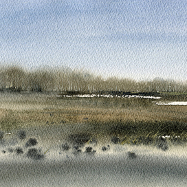 В полях снег 