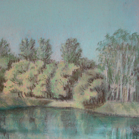 Летний вечер в Парке Победы. Солнце садится.