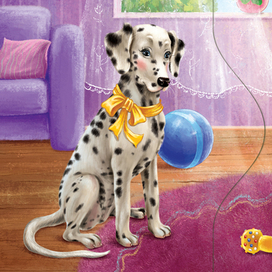 Собака, щенки. Карточка для детской игры "Где моя мама"