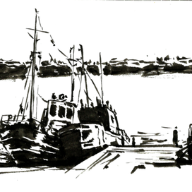 Пейзаж тушью