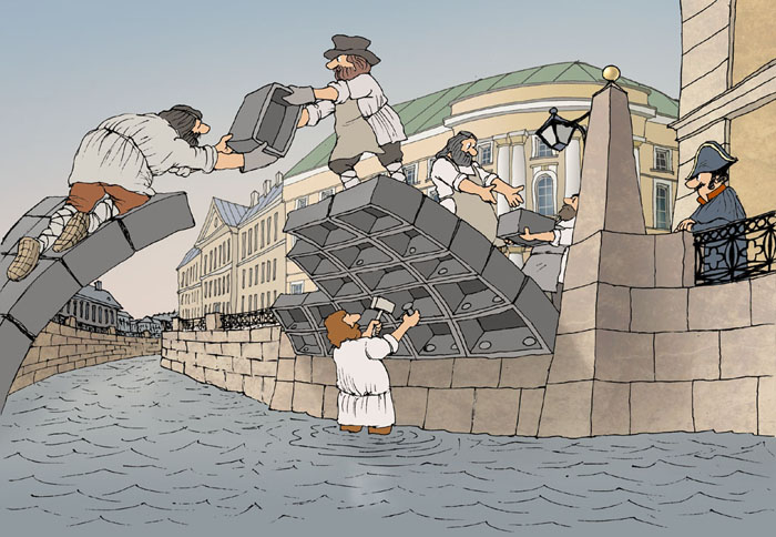 1806 год. Построен первый металлический мост через Мойку