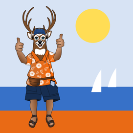 Олень на море