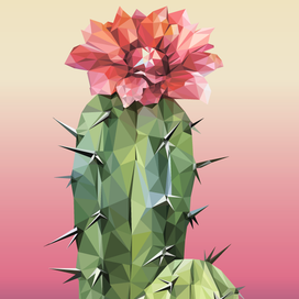 Цветение кактуса в полигональной технике