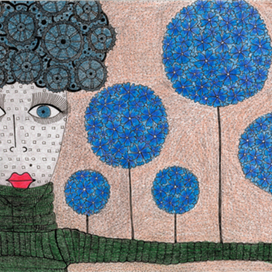 Холодная, в свитере, но с цветами, растущими из замерших рук...