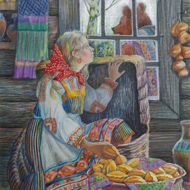 Illustration to the fairy tale Masha and the Bear