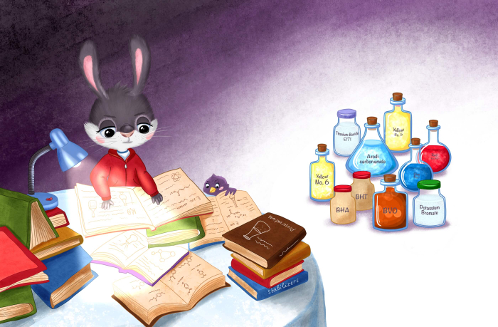 Кролик изучает из чего делают конфеты