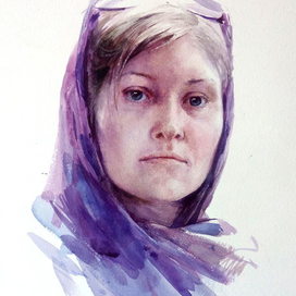 Женский портрет акварелью