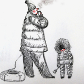 на прогулке с папой