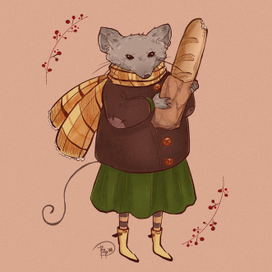 Мышка с хлебом 