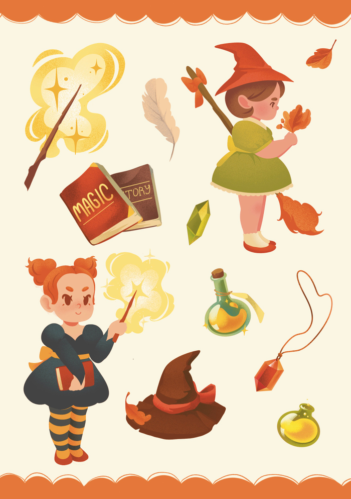 Осенний стикерпак Ведьмочки