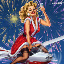 Иллюстрация для календаря в стиле Пин Ап. Январь.