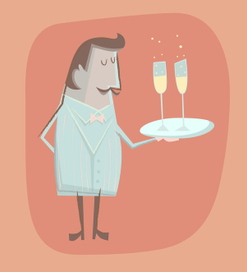 Официант с шампанским