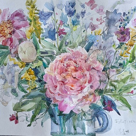 Букет с пионами