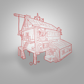 Дом бар колокол открыт обочина дорога лестница здание постройка апокалипсис зомби старый