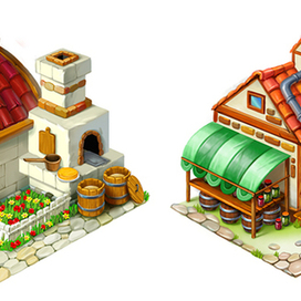 Эскизы домиков для игры в стиле "ферма"