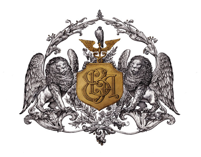 Геральдическая композиция  - монограмма ЕВА