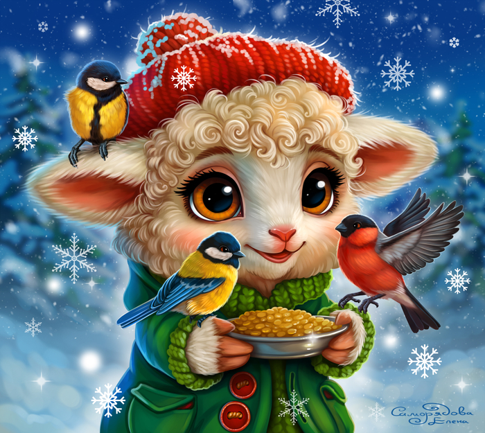 Овечка Маша Зимняя иллюстрация