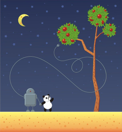 "панда и робот" вектор, CorelDraw