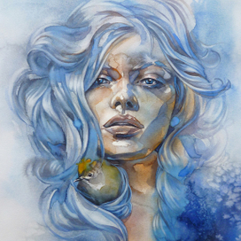 Winter. Watercolor portrait