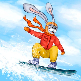 Заяц сноубордист