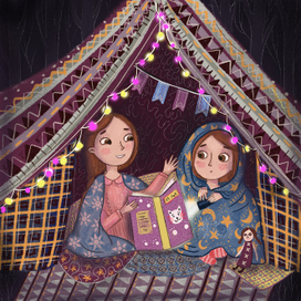 В одеяльном домике