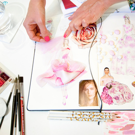 Работа со скетчбуком, свадебное платье