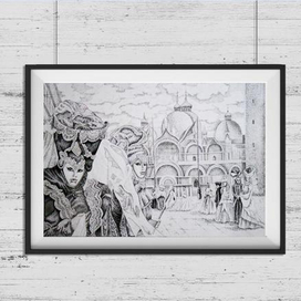 Работа в технике "пуантализм"