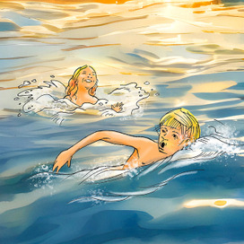 Оля и Рома на море